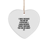 Funny Stepfather Gifts from Men to Stepfather - Heart Ornament, 'I Smile Because You Are My Stepfather, I Laugh Because There's Nothing You Can Do About It!' - Christmas Unique Gifts for Stepfather - Image 1